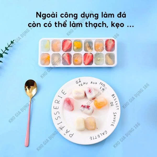 Combo Khay Làm Đá Viên bằng Silicon Có Nắp Đậy Chống Mùi Bảo Quản Tốt Dùng Cho Tủ Lạnh Chất Liệu Mềm Dẻo