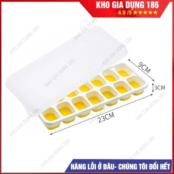 Combo Khay Làm Đá Viên bằng Silicon Có Nắp Đậy Chống Mùi Bảo Quản Tốt Dùng Cho Tủ Lạnh Chất Liệu Mềm Dẻo